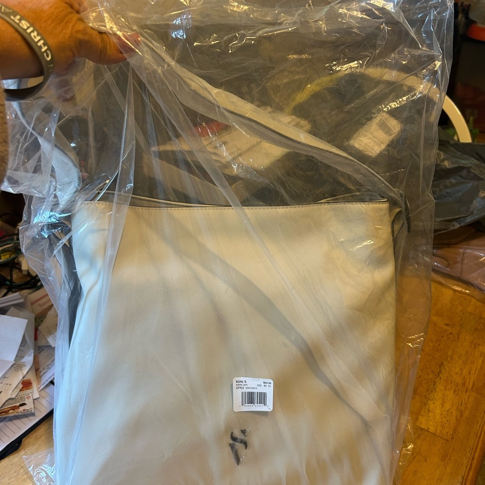 Cream Leather Shoulder Bag